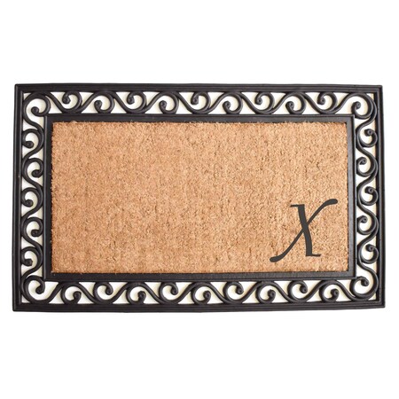 Monogram Door Mat, Coir, Black, Natural, 18 in W x 30 in L